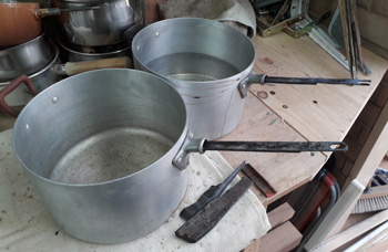 Laminated and other built-up pan handles