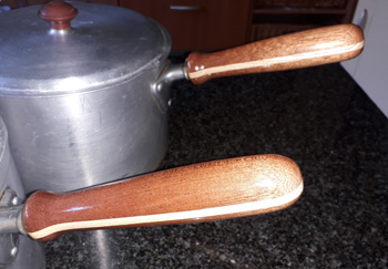 Laminated and other built-up pan handles